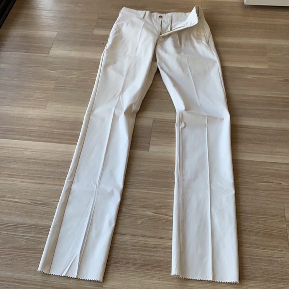 Frank’s made USA trim fit unhemmed ( tall inseam for tall men) plain front khaki - Picture 3 of 17